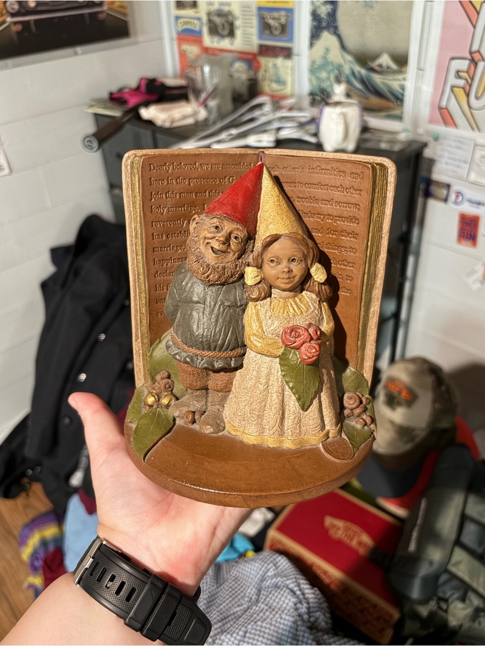 Gnome Couple Figurine in Red, Yellow, Brown